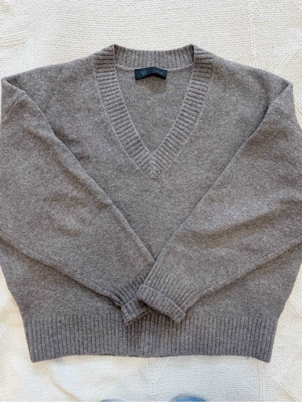 Zara Women’s V-Neck Taupe Sweater